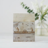 インディアンの釣り ポストカード (スタンド正面)