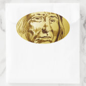 インディアンの鉛筆スケッチ 楕円形シール (バッグ)