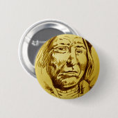 インディアンの鉛筆スケッチ 缶バッジ (正面&裏面)