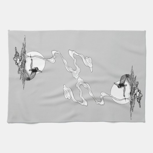 インディアンは彼の孤独でNCワイエスヴィンテージウェスタン キッチンタオル (横)