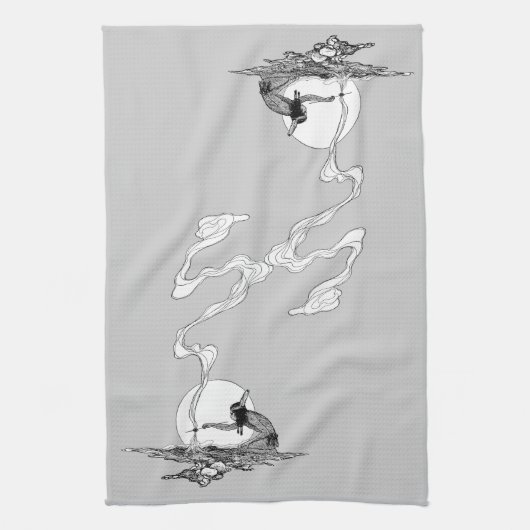 インディアンは彼の孤独でNCワイエスヴィンテージウェスタン キッチンタオル (縦)