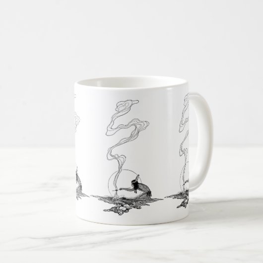 インディアンは彼の孤独でNCワイエスヴィンテージウェスタン コーヒーマグカップ (正面右)