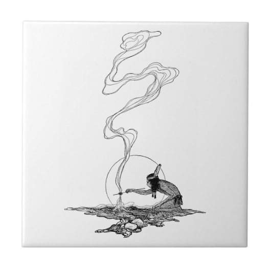 インディアンは彼の孤独でNCワイエスヴィンテージウェスタン タイル (正面)