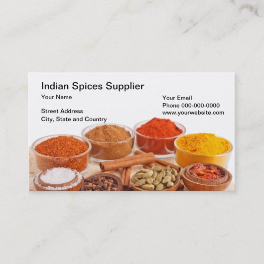 インディアンは製造者の名刺に味を付けます 名刺 (正面)