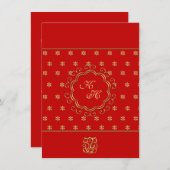 インディアンは赤及び金ゴールドの結婚披露宴に影響を及ぼしました 招待状 (正面/裏面)