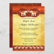 インディアンまたはアフリカのホワイトゾウの結婚式の招待