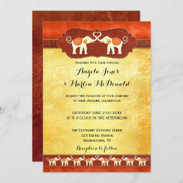 インディアンまたはアフリカのホワイトゾウの結婚式の招待 招待状