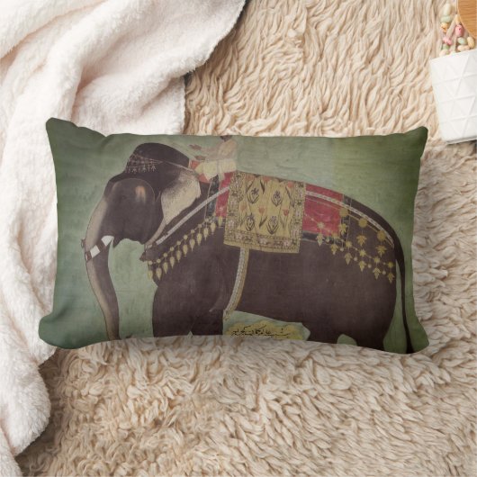 インディアンまたはMughal象の緑のLumbarの装飾用クッション ランバークッション (ブランケット)