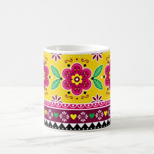 インディアンやパキスタンのトインスパイアラックアート コーヒーマグカップ (中央)