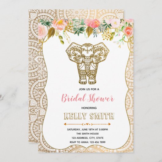 インディアンをテーマにしたブライダルシャワーパーティの招待状 招待状 (正面/裏面)