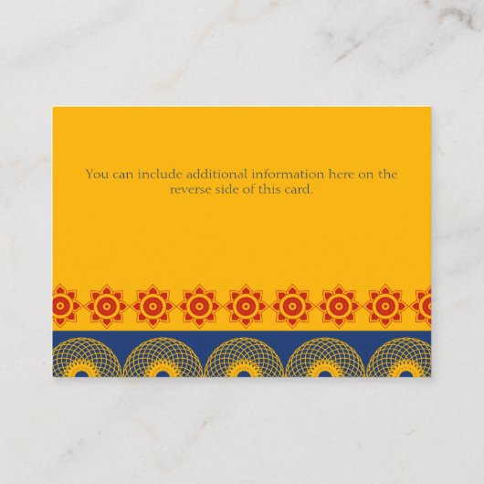 インディアンをテーマにした青王室の象の結婚象 エンクロージャーカード (裏面)