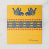 インディアンをテーマにした青王室の象の結婚象 プレイスカード (外部開封)