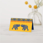 インディアンをテーマにした青王室の象の結婚象 プレイスカード (裏面)