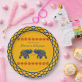 インディアンをテーマにした青王室の象の結婚象 ペーパープレート (パーティー)