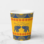 インディアンをテーマにした青王室の象の結婚象 紙コップ (正面)