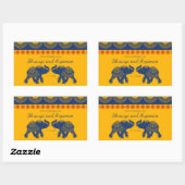 インディアンをテーマにした青王室の象の結婚象 長方形シール (シート)