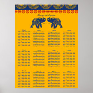 インディアンをテーマ結婚にしたゾウの座席表 ポスター
