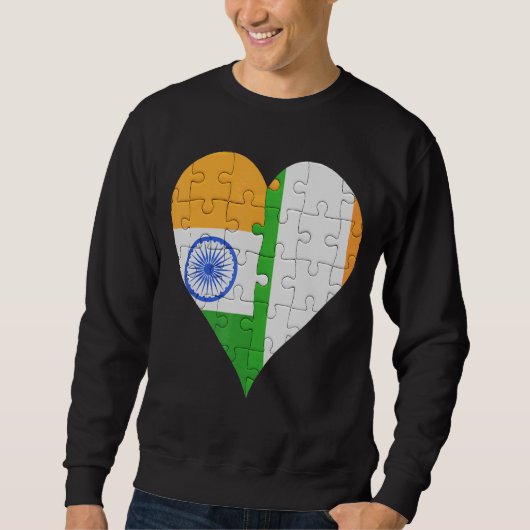 インディアンアイルランド国旗のハート スウェットシャツ (正面)