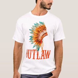 インディアンアウトローインディアンヘアドレ先住民アメリカンCo Tシャツ