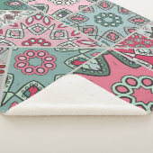 インディアンアラビアパッチワークキルトヴィンテージ シェルパブランケット (3/4)