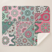 インディアンアラビアパッチワークキルトヴィンテージ シェルパブランケット (正面(横))