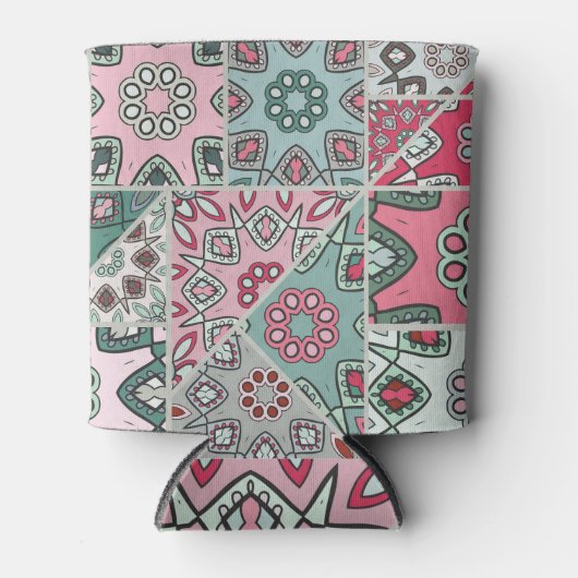 インディアンアラビアパッチワークキルトヴィンテージ 缶クーラー (正面)