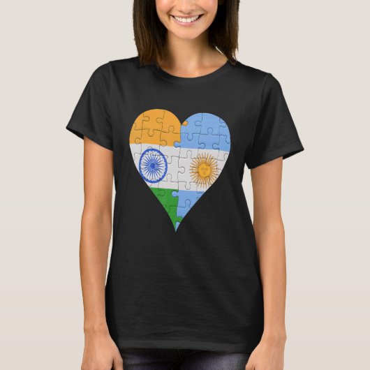 インディアンアルゼンチン国旗のハート Tシャツ (正面)