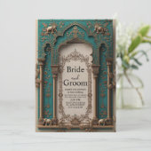 インディアンインスパイアフレームティール（緑がかった色）及び黄金 招待状 (スタンド正面)