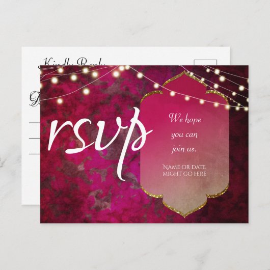 インディアンインスパイアボホダマスク深いピンク ポストカード (正面/裏面)