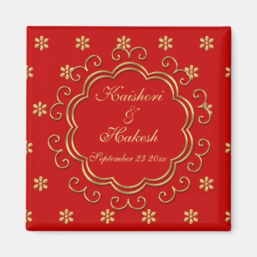 インディアンインスパイア保存の日付/結婚式の引き出物 マグネット (正面)