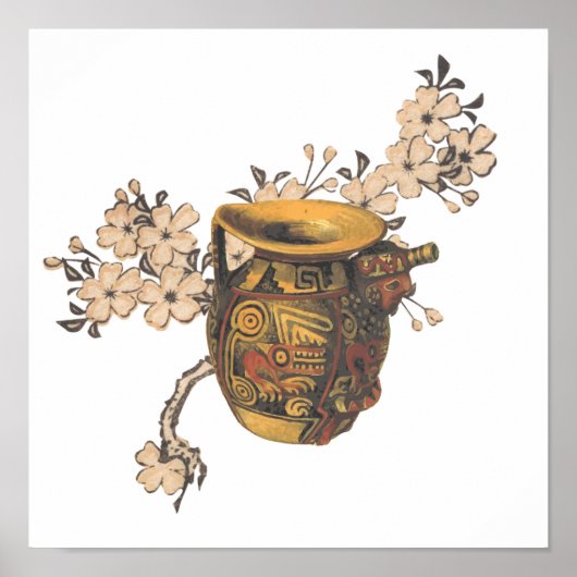 インディアンインスパイア陶芸フローラデザイン ポスター (正面)