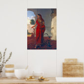 インディアンウィメンズ喫煙フーカ ポスター (キッチン)