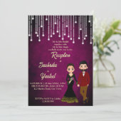 インディアンウェディングレセプションかわいいブライダルカップル 招待状 (スタンド正面)