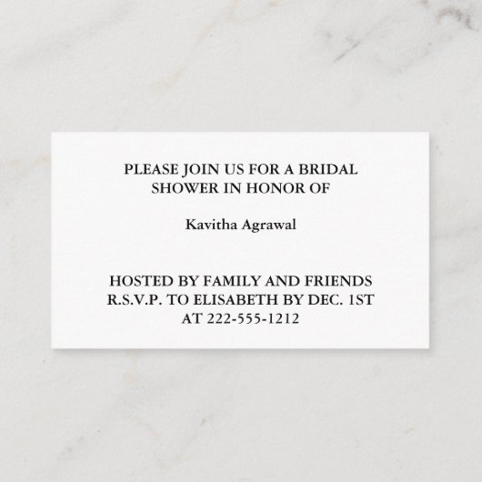 インディアンウェディング招待ダマスク金ゴールドウィンターブラック エンクロージャーカード (裏面)