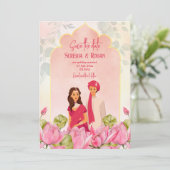 インディアンウェディング日付ロータスブライダルカップル 招待状 (スタンド正面)