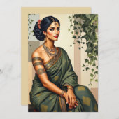 インディアンウーマンアート。ポートレートウォールアート 招待状 (正面/裏面)