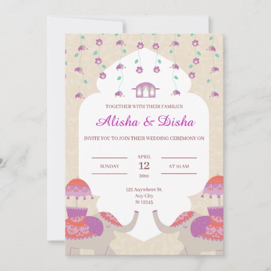 インディアンエレガンス結婚ズ 招待状 (正面)