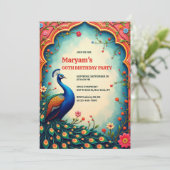 インディアンエレガントフローラピーコック60誕生日 招待状 (スタンド正面)