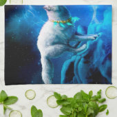 インディアンオオカミと満月 キッチンタオル (折り畳み)