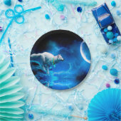 インディアンオオカミと満月 ペーパープレート (パーティー)