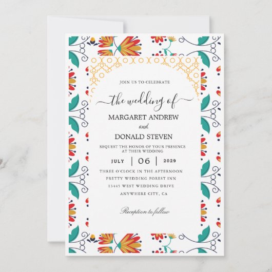 インディアンオーナメント結婚式招待状 招待状 (正面)