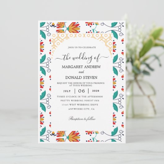 インディアンオーナメント結婚式招待状 招待状 (スタンド正面)