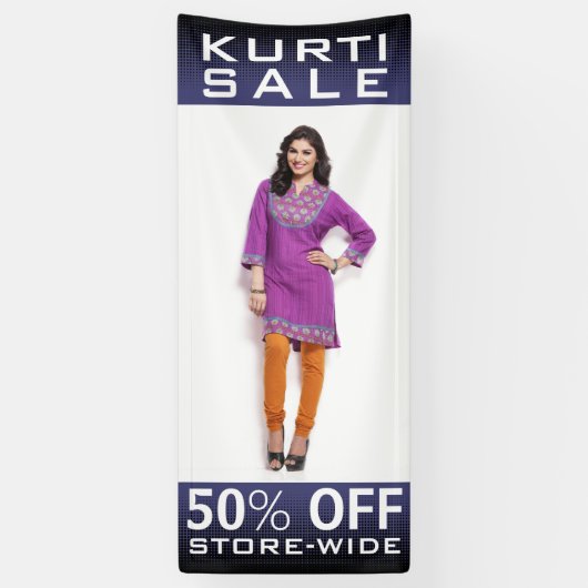 インディアンカスタム·ウーマン·ファッション·クルティ·セール 横断幕 (縦)