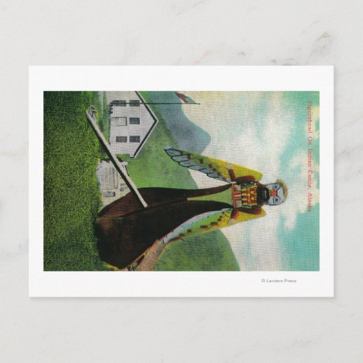 インディアンカヌー、アラスカ州のフィギュレヘッド ポストカード (正面)