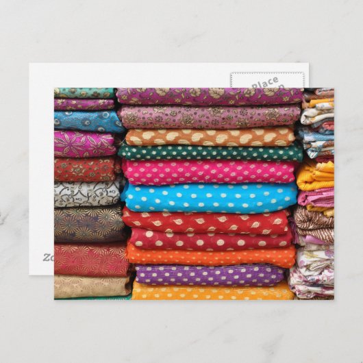 インディアンカラフルアジアのサリ生地はがき ポストカード (正面/裏面)
