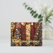 インディアンカラフルコーンのカーネルフォト感謝祭 ポストカード (スタンド正面)