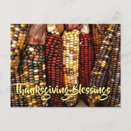 インディアンカラフルコーンのカーネルフォト感謝祭 ポストカード