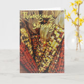 インディアンカラフルコーンのカーネルフォト2 Thanksgiving カード (黄色い花)