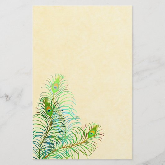インディアンカラフル孔雀の羽文具 便箋 (正面)