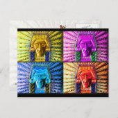 インディアンカラフル戦士の彫刻 ポストカード (正面/裏面)